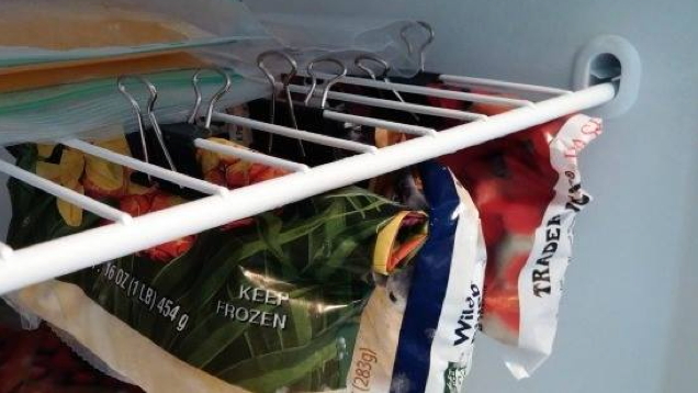 Hang Bags In The Freezer With Binder Clips