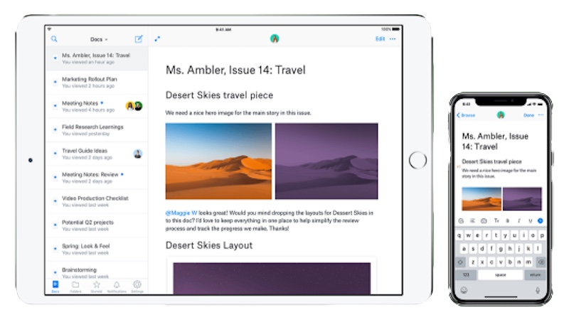 Dropbox Paper Gets New Mobile and Calendaring Features