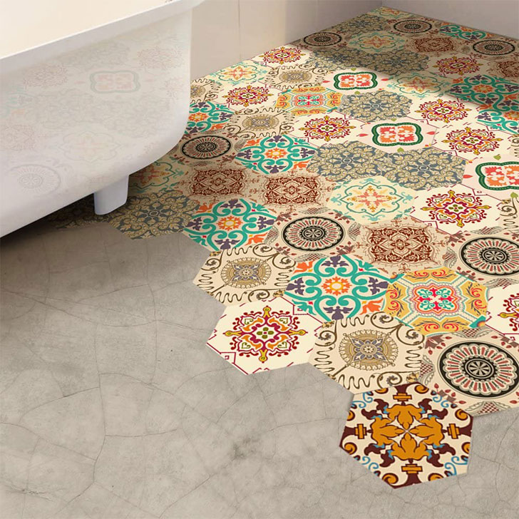 Floor Decals For Your Bathroom Or Kitchen, Moroccan Vinyl Floor Tiles Australia