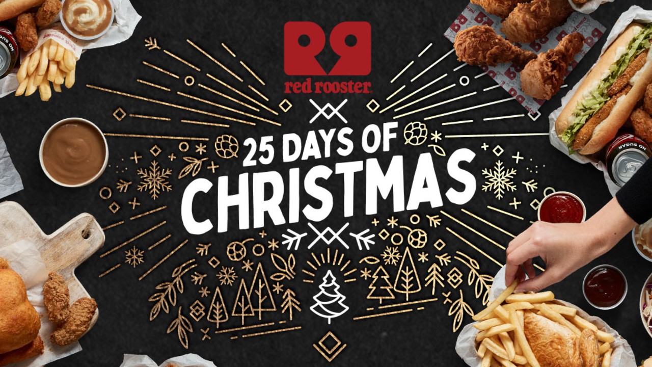 红公鸡正在进行为期25天的圣诞交易，免费提供食物供人们享用